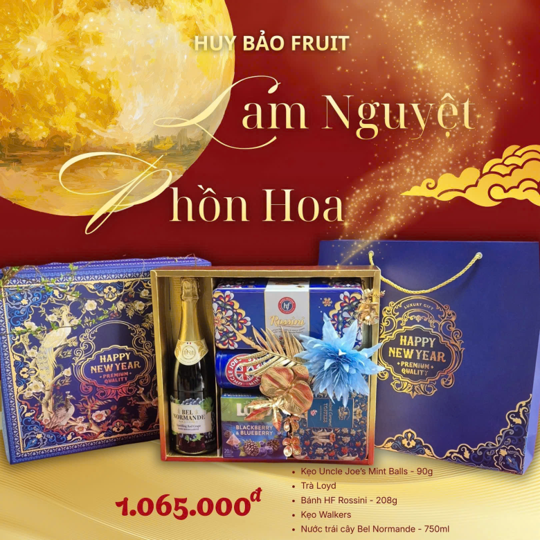 Giỏ Quà Tết Huy Bảo Hóc Môn -Lam Nguyệt Phồn Hoa